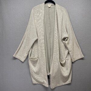 Donni Cardigan Womens Open Front White Gray Lightweight Long Lagenlook Pockets